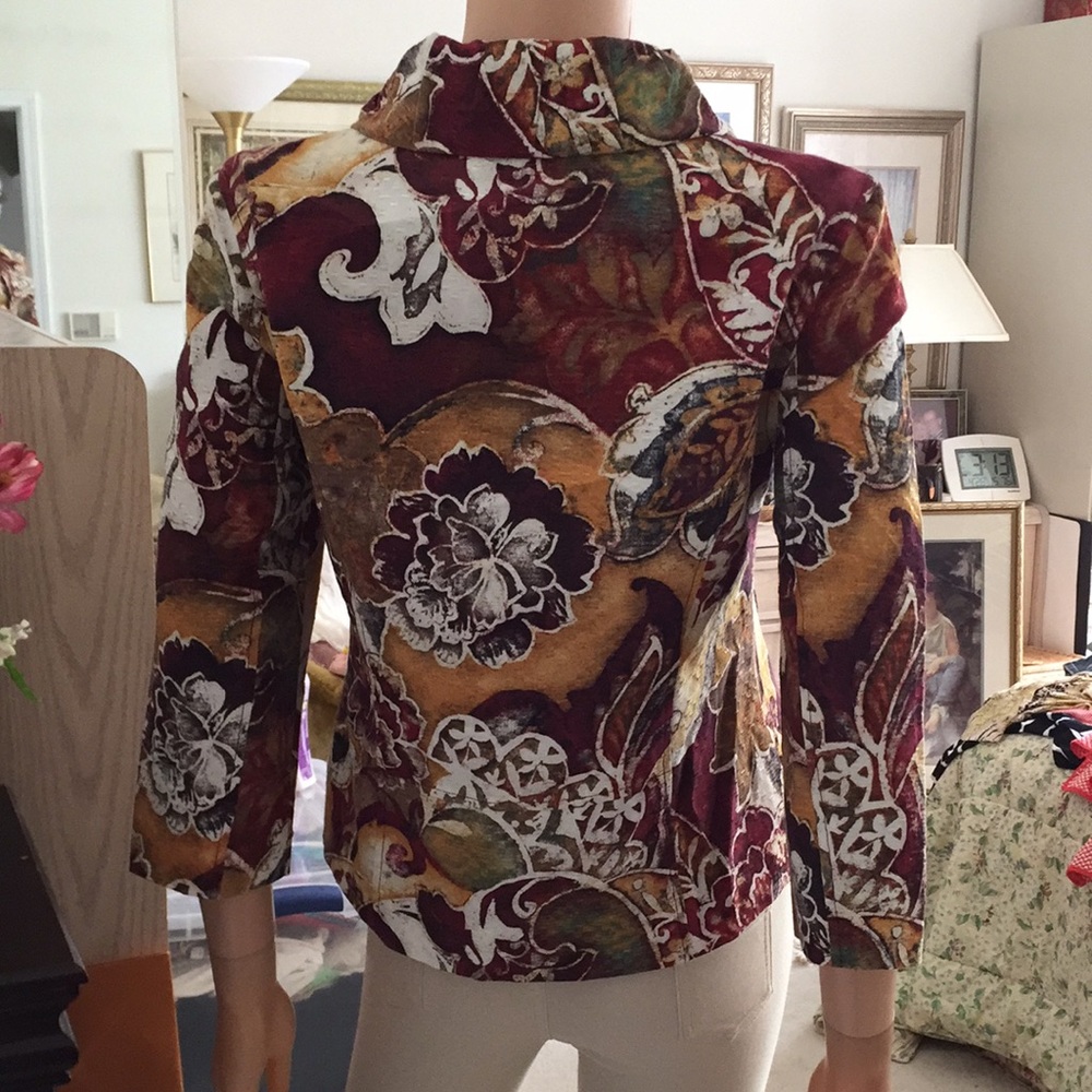Chico's Artistic Paisley Print Silk Cotton Blouse Blazer - Picture 3 of 8